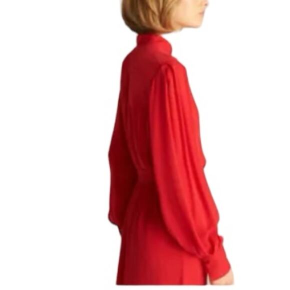 Rebecca Taylor Long Sleeve Red Silk Dress Medium New Retails $365 - Picture 3 of 12